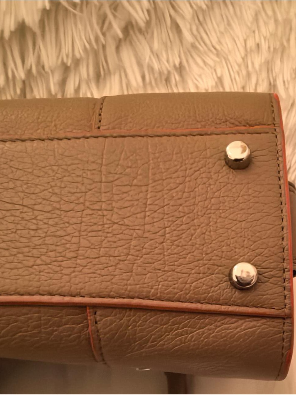 Coach Taupe Satchel with Pink and Coral Trim - Picture 9 of 9